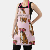 Personalized Boxer Dog with Pink Heart Glasses Schürze (InSitu)