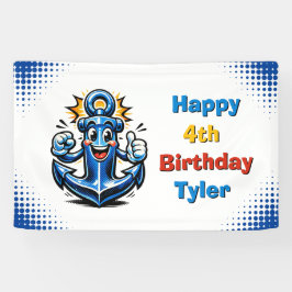 Personalized Boy's Anchor Themed Birthday Party Banner