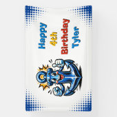Personalized Boy's Anchor Themed Birthday Party Banner (Vertikal)