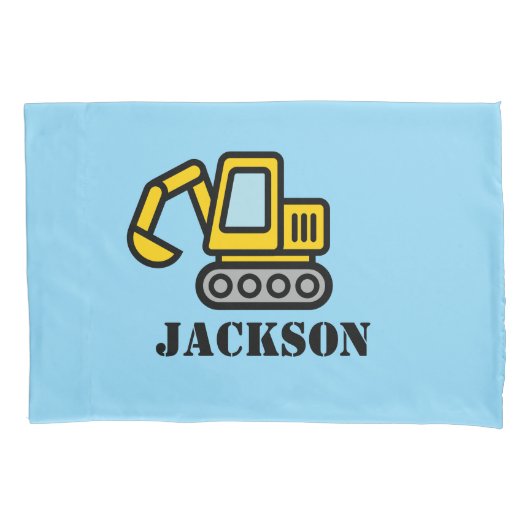 Personalized boy's room excavator pillow case kissenbezug (Vorderseite)