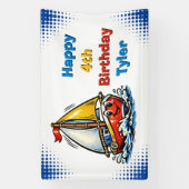 Personalized Boy's Sailboat Themed Birthday Party Banner (Vertikal)