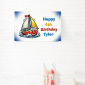 Personalized Boy's Sailboat Themed Birthday Party Banner (InSitu)