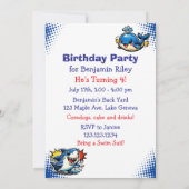 Personalized Boy's Shark and Whale Birthday Party Einladung (Rückseite)