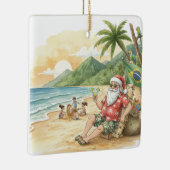 Personalized Brazilian Santa on Beach Christmas Keramikornament (Rechts)