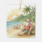 Personalized Brazilian Santa on Beach Christmas Keramikornament (Links)