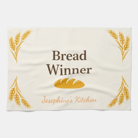 Personalized Bread Winner Trendy Elegant Tea Towel Geschirrtuch (Horizontal)