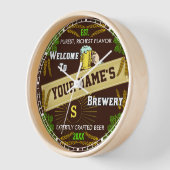 Personalized Brewery Welcome: Hops Barley Beer Uhr (Winkel)