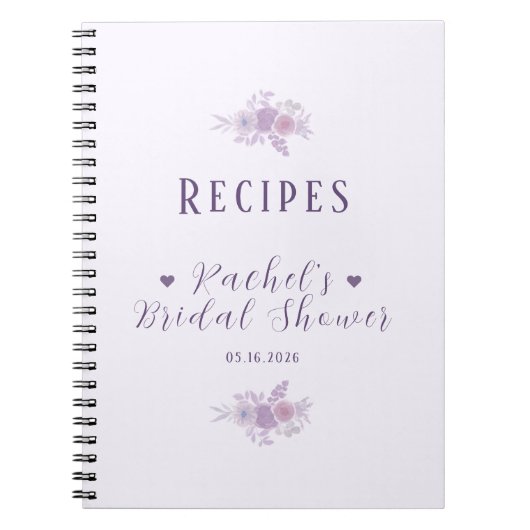 Personalized Bridal Shower Baked Goods Recipe Book Notizblock (Vorderseite)