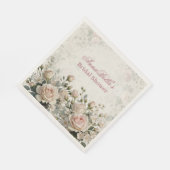 Personalized Bridal Shower Napkins | Blush Rose Serviette (Ecke)