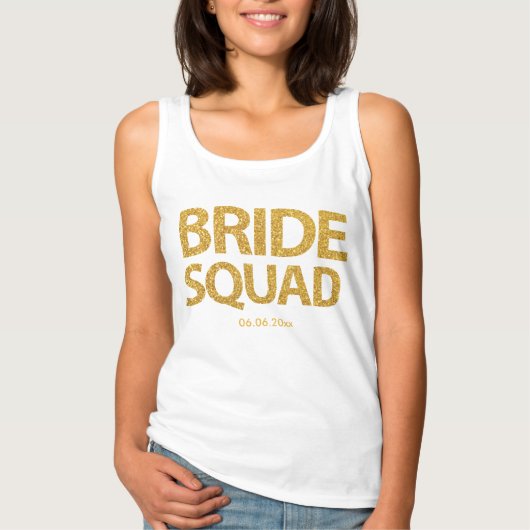 Personalized Bride Squad Golden Sequins Tank Top (Vorderseite)