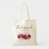 Personalized Bridesmaid Floral Burgundy Blush Tragetasche (Vorne)