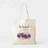 Personalized Bridesmaid Floral Purple Lilac Silver Tragetasche (Vorne)