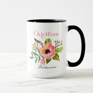 Personalized Bridesmaid Floral Tasse