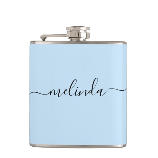 Personalized Bridesmaid Gift Pastel Blue Wedding Flachmann (Vorderseite)