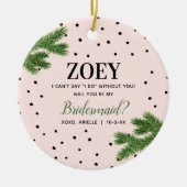 Personalized Bridesmaid Propoal Pink with Dots Keramik Ornament (Vorne)