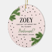 Personalized Bridesmaid Propoal Pink with Dots Keramik Ornament (Links)
