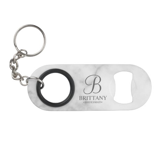 Personalized Bridesmaid's Name and Monogram Mini Flaschenöffner (Vorderseite (Horizontal))