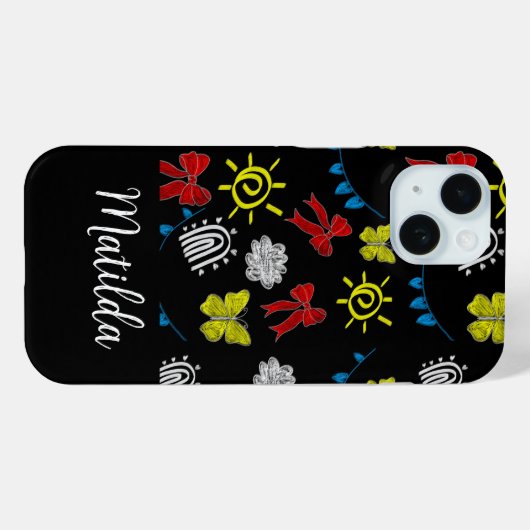 Personalized Bright Butterfly & Sunshine Pattern Case-Mate iPhone Hülle (Rückseite (Horizontal))