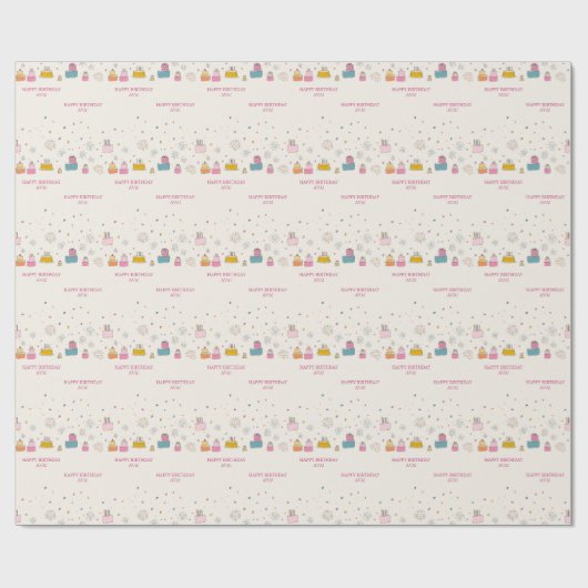 Personalized Bright Cakes W/ Confetti & Fireworks Geschenkpapier (Flach)