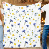 Personalized Bright Wildflower Poppy Cornflower Fleecedecke