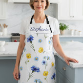 Personalized Bright Wildflower Poppy Cornflower Schürze