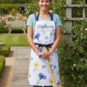 Personalized Bright Wildflower Poppy Cornflower Schürze