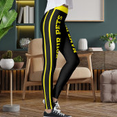 Personalized Bright Yellow Black Stripes Pet Names Leggings