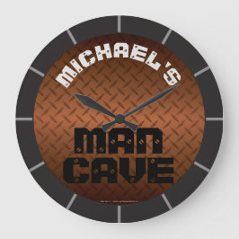 Personalized Bronze Diamondplate Man Cave Große Wanduhr