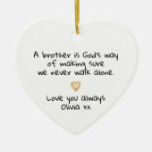 Personalized Brother Gold Heart Keepsake Keramik Ornament (Vorne)