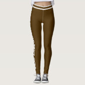 Personalized Brown And White Stripes Custom Text Leggings (Vorderseite)