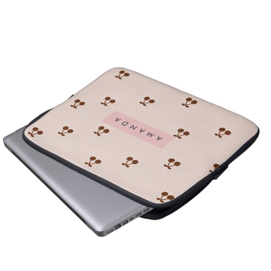 Personalized Brown Cherry Pattern  Laptopschutzhülle (Vorne Knopf)