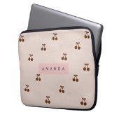 Personalized Brown Cherry Pattern Laptopschutzhülle (Vorderseite Links)