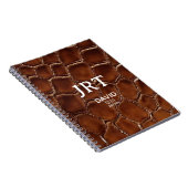 Personalized Brown Crocodile Leather Monogram Notizblock (Rechte Seite)