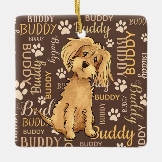 Personalized Brown Dog Keramikornament (Vorderseite)