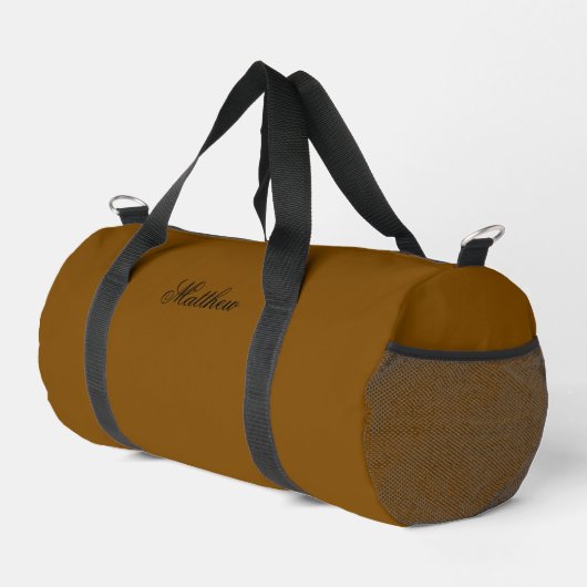 Personalized Brown Duffle Bag With Custom Name (Rechte Ecke)