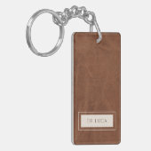 Personalized Brown Faux Leather  Schlüsselanhänger (Vorderseite links)