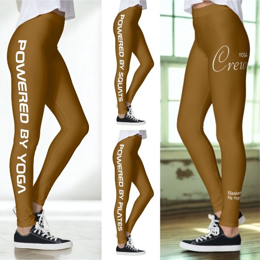 Personalized Brown Pilates Yoga Workout Gym Leggings