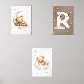 Personalized Brown Teddy Bear Nursery Poster Set (Vorderseite)