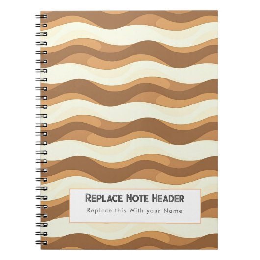Personalized Brown Wave Patterned Notizblock (Vorderseite)