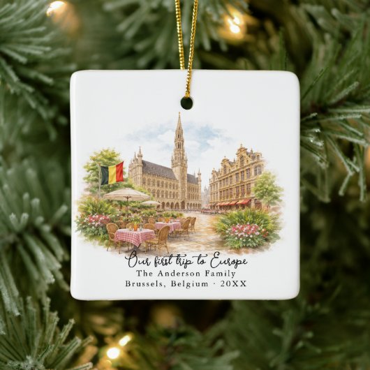 Personalized Brussels Belgium Travel Photo Keramikornament (Baum)