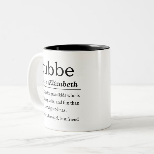 Personalized Bubbe Definition Zweifarbige Tasse (Vorderseite Links)