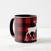 Personalized Buffalo Plaid Deer Family Name Mug Gi Tasse (Vorderseite Links)