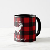 Personalized Buffalo Plaid Deer Family Name Mug Gi Tasse (VorderseiteRechts)