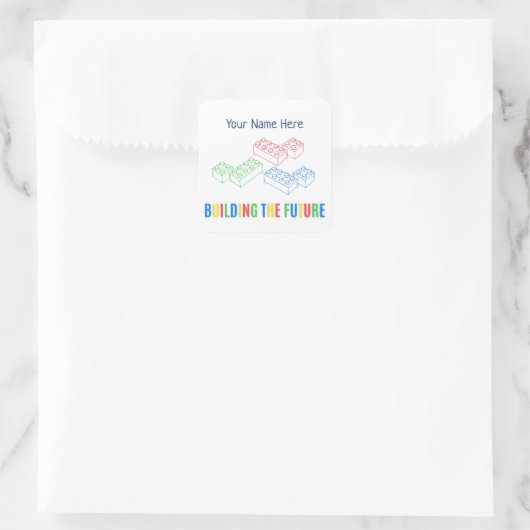 Personalized Building Bricks Quadratischer Aufkleber (Tasche)