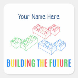 Personalized Building Bricks Quadratischer Aufkleber