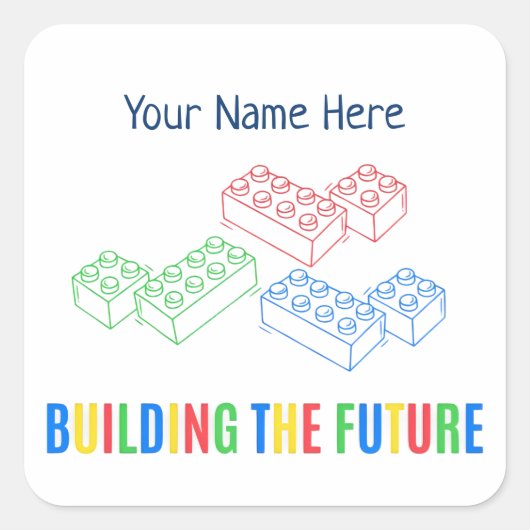 Personalized Building Bricks Quadratischer Aufkleber (Vorderseite)