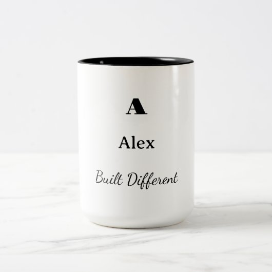 Personalized Built Different Coffee Mug Initial Zweifarbige Tasse (Mittel)