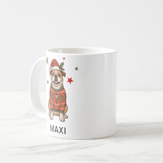 Personalized Bulldog Christmas Sweater Kaffeetasse (Vorderseite Links)