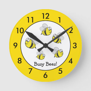 Personalized Bumble Bee Round Clock Runde Wanduhr