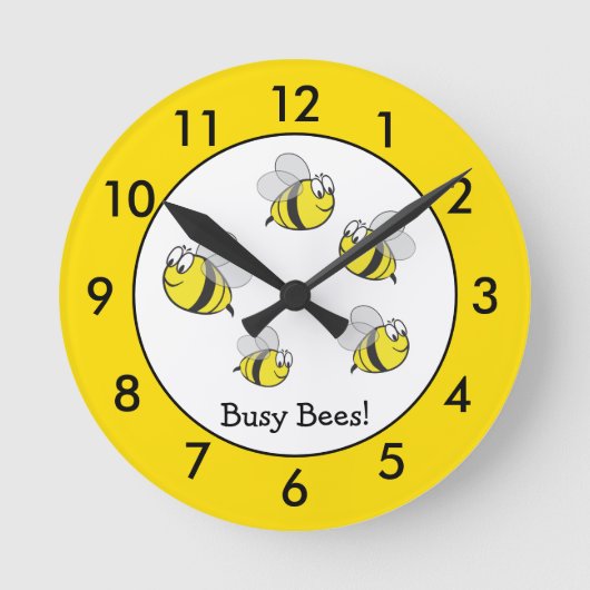 Personalized Bumble Bee Round Clock Runde Wanduhr (Vorderseite)